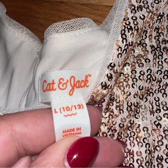 Cat & Jack White and Gold Sequin Dress - Picture 2 of 3